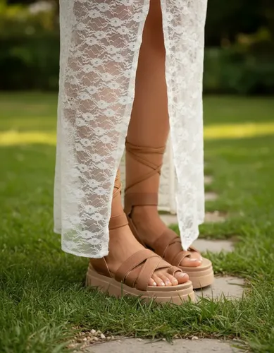 Sandalias Becca Atadas Color Beige/marrón