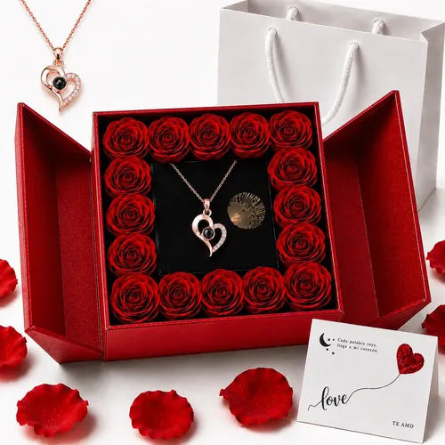 Flores Artificiales Regalo Para Mujer Con Collar 100 Idiomas