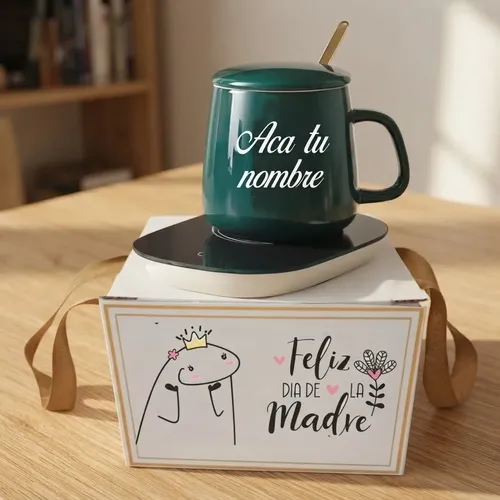 Taza Con Calentador Mas Caja Dia De La Madre Cumpleaños